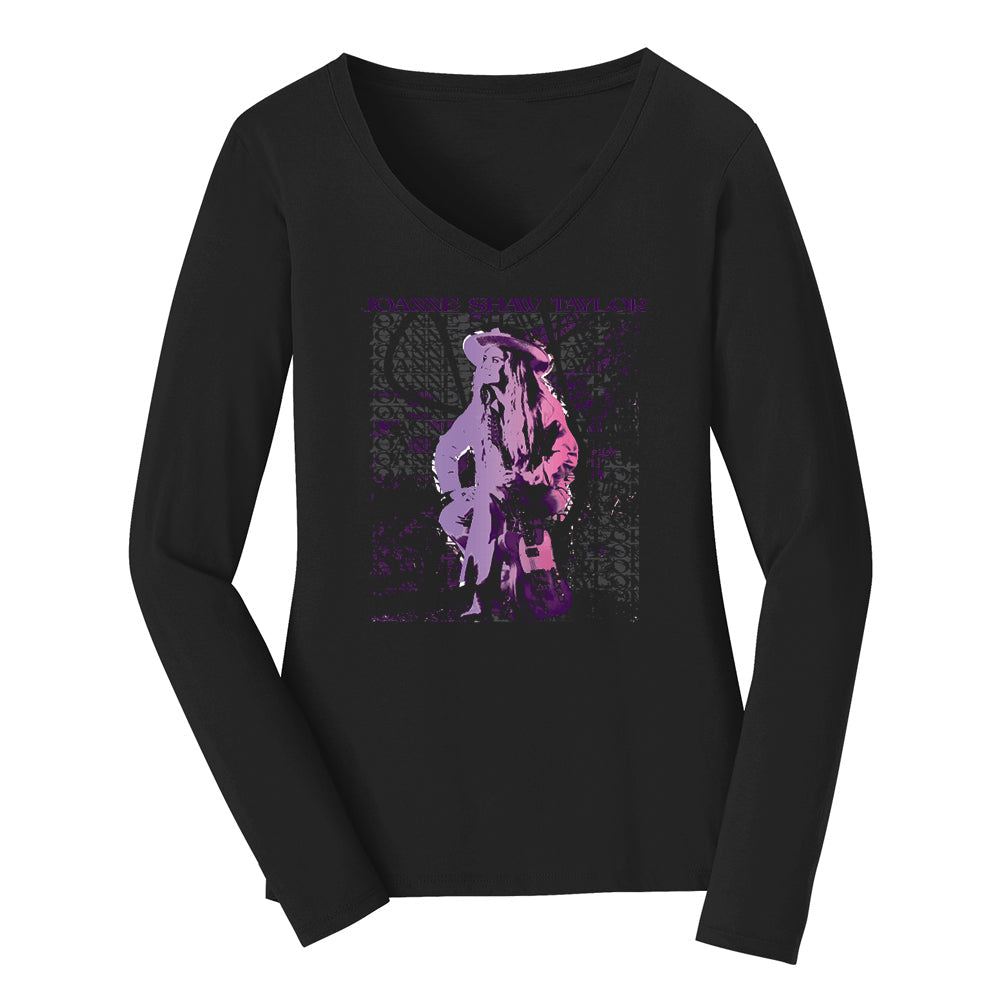 Joanne Shaw Taylor Portrait Long Sleeve V-Neck (Women)